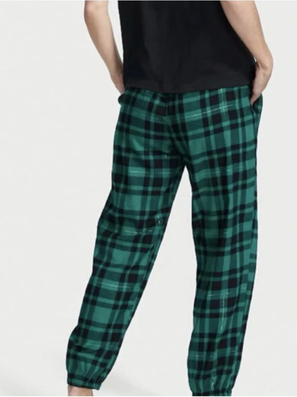 Victoria’s Secret Teal Black Tartan PJ Joggers Elastic-Waist Size XL